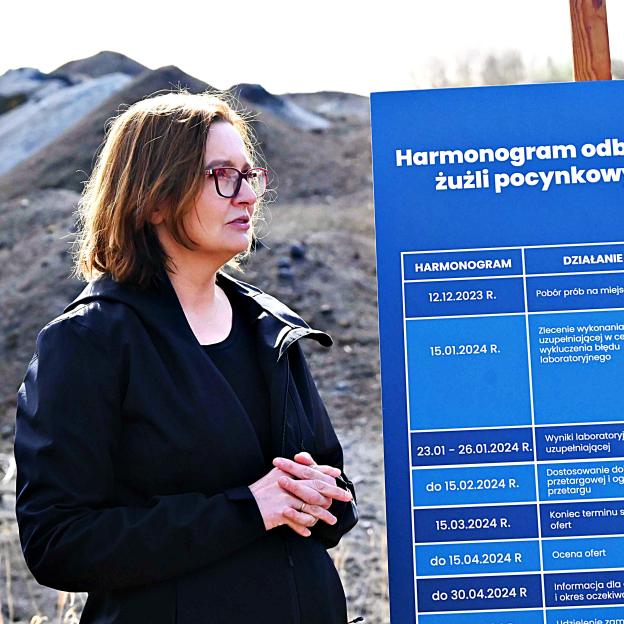 Wiceministra klimatu i środowiska Anita Sowińska poinformowała o szczegółach odbioru 20 000 ton żużli pocynkowych zalegających w Tuplicach