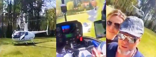 [VIDEO] Krzysztof Rutkowski razem z żoną testuje helikopter. Majówka czy test przed zakupem?